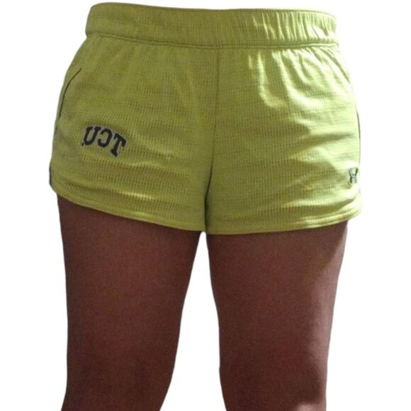 Under Armour Neon Yellow Texas Christian University Athletic Shorts Size Medium! - Picture 1 of 16